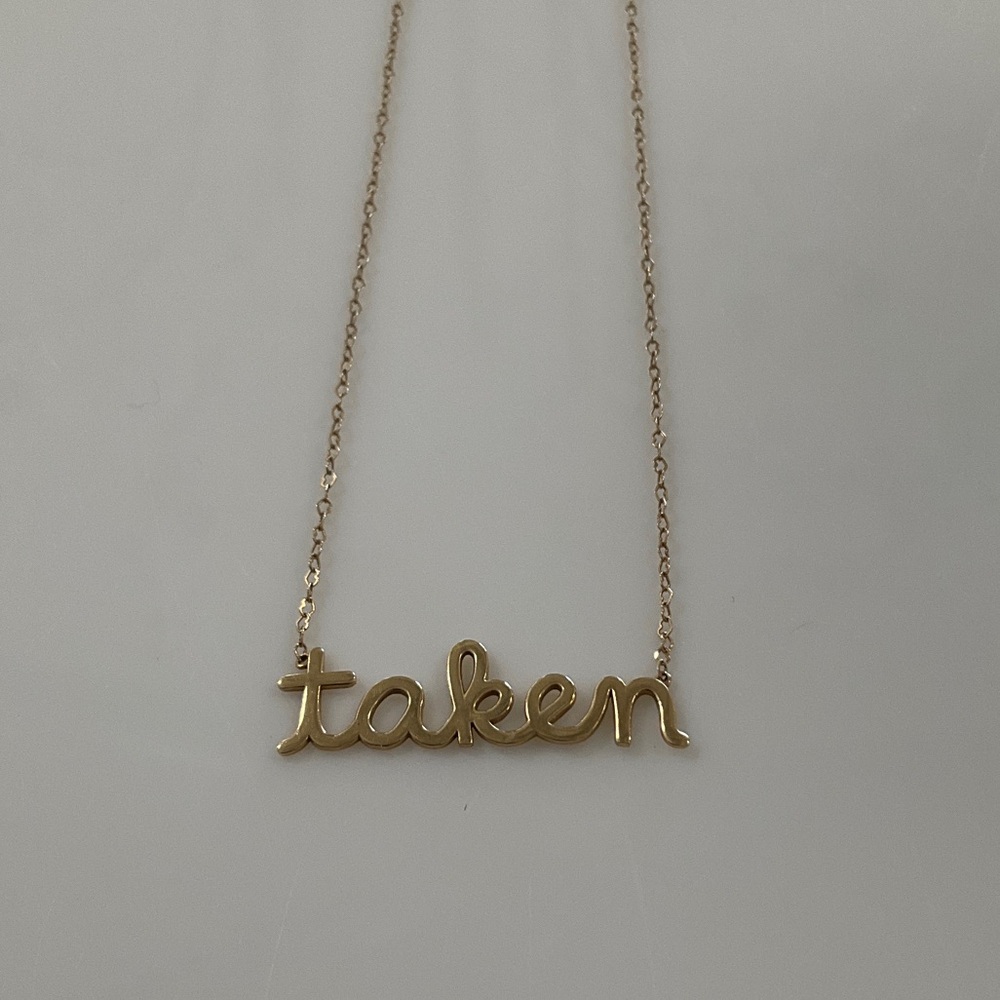 Gold 'Taken' Script Nameplate Necklace